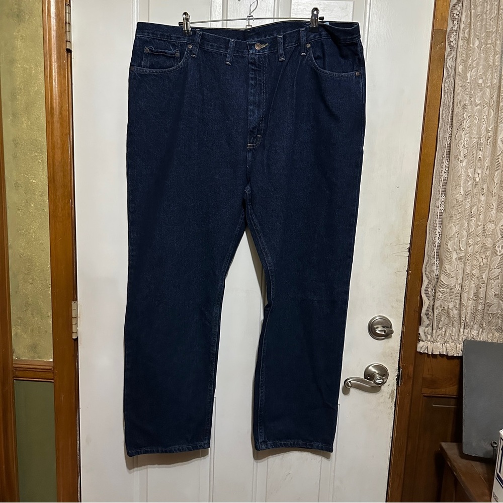Wrangler Regular Fit Jeans Men 46/30 Blue Denim DarkWash Straight Leg Work Chore